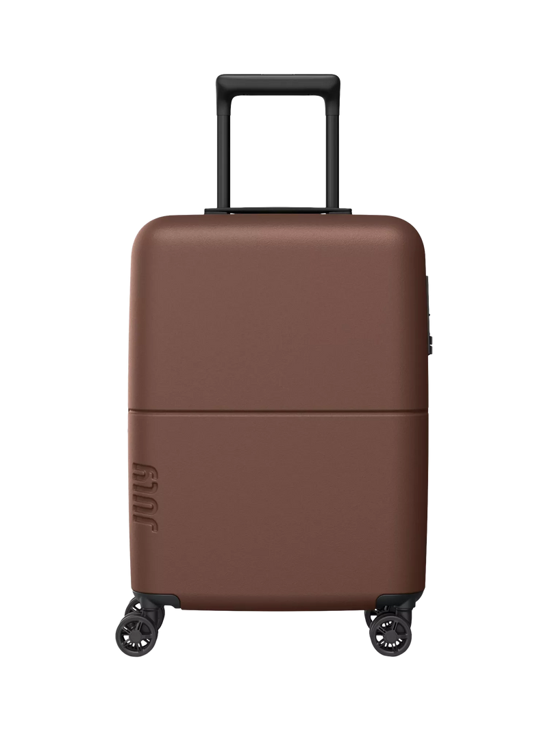 July Carry On Light 4-Wheel 55cm Expandable Suitcase, Dark Brown