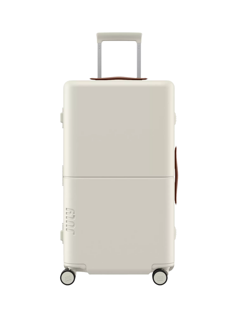 July Checked Trunk Leather 4-Wheel 72cm Large Suitcase