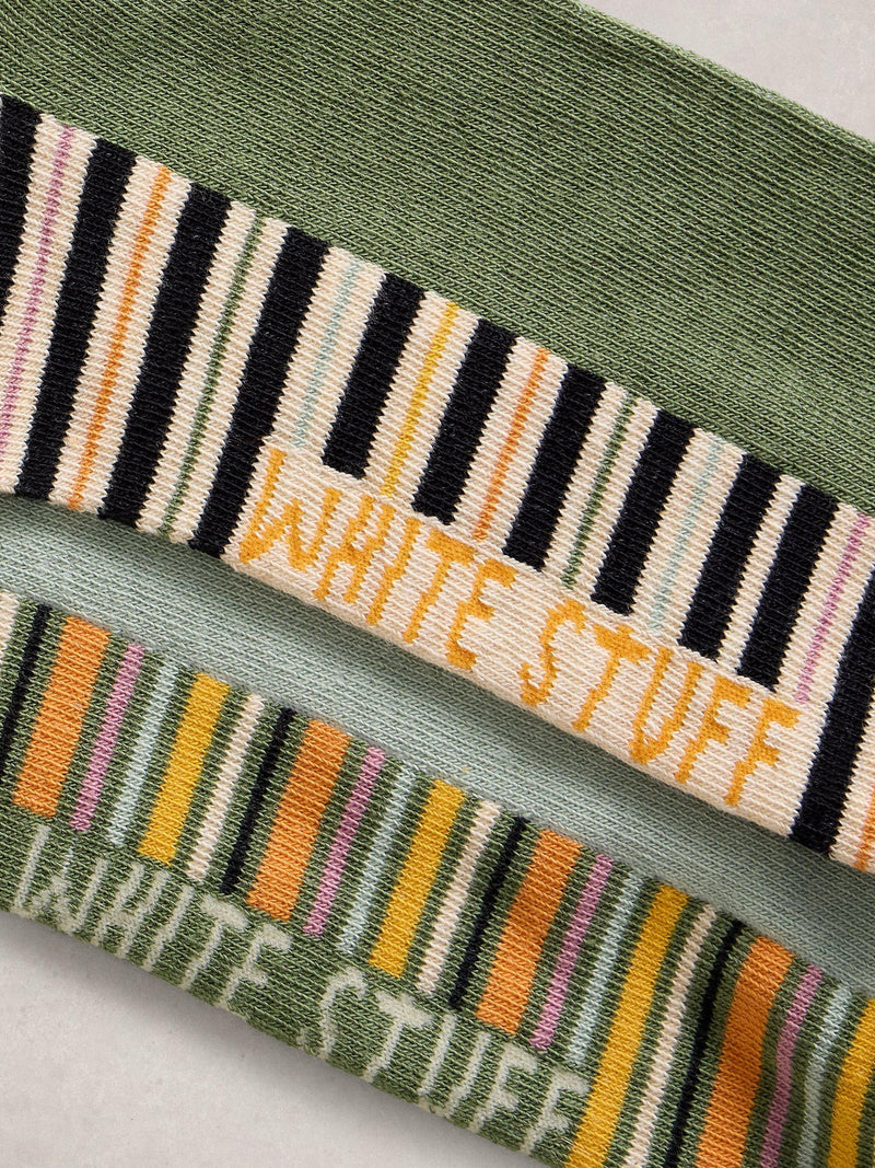 White Stuff ankle socks pack of 2 sunset design blue/multi (British brand)