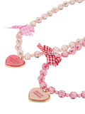 Stych best friend necklace set pink heart charms (British brand)