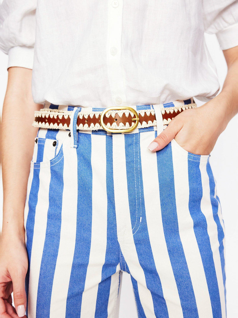 Boden woven leather whipstitch belt - British product