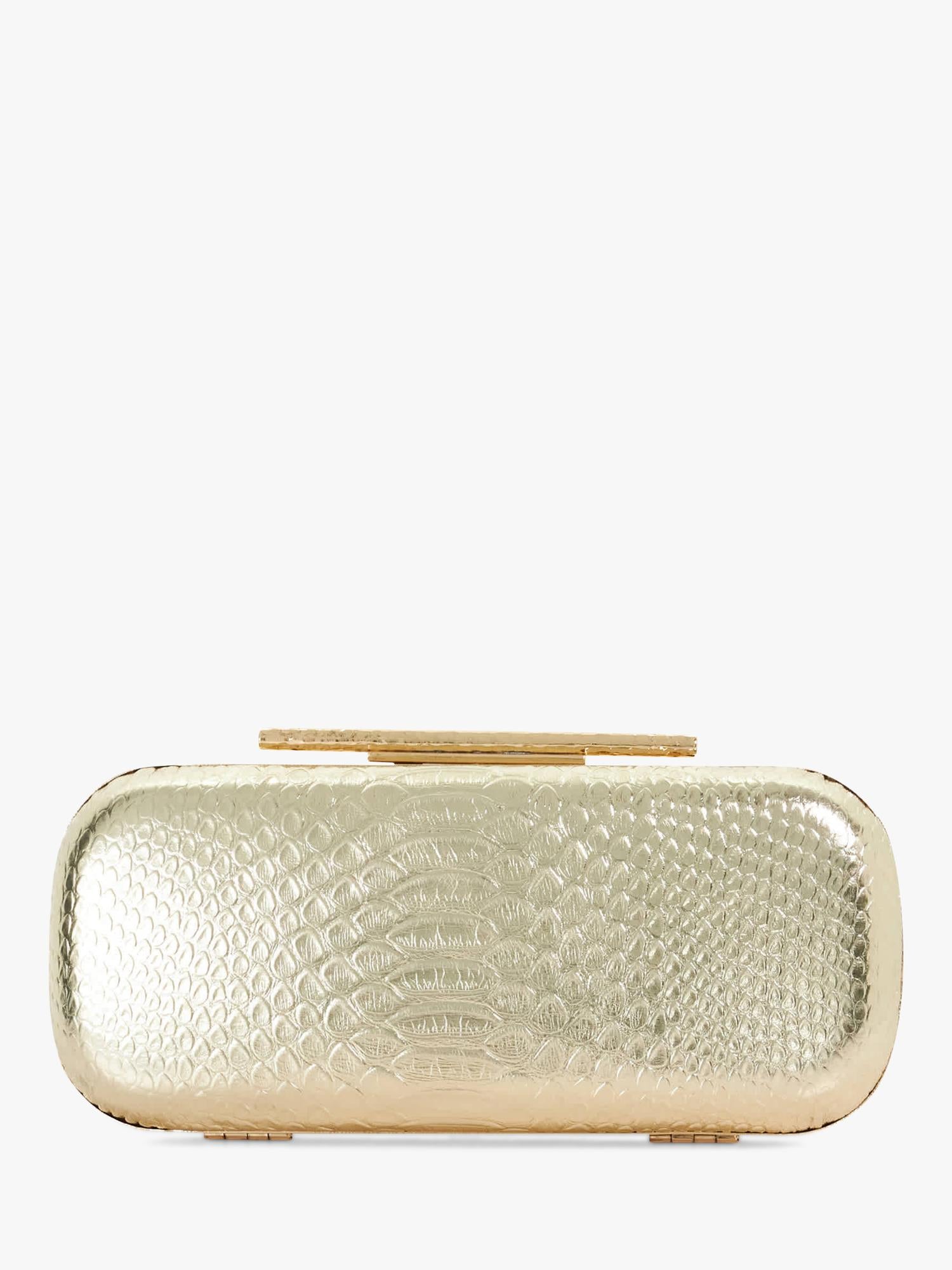 Dune London gold croc effect clutch bag, imported from the UK