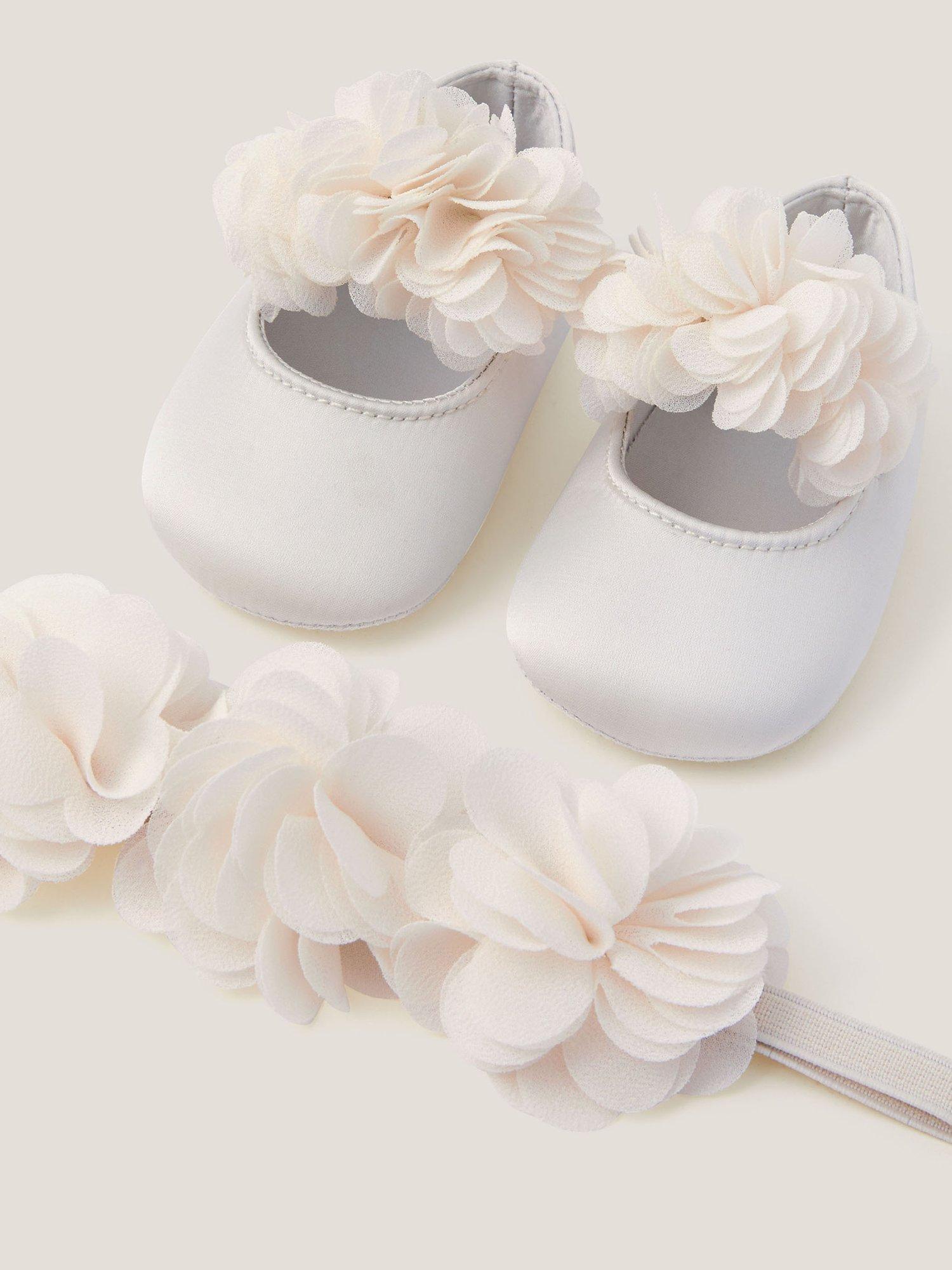 Monsoon baby corsage booties and headband set (British brand)