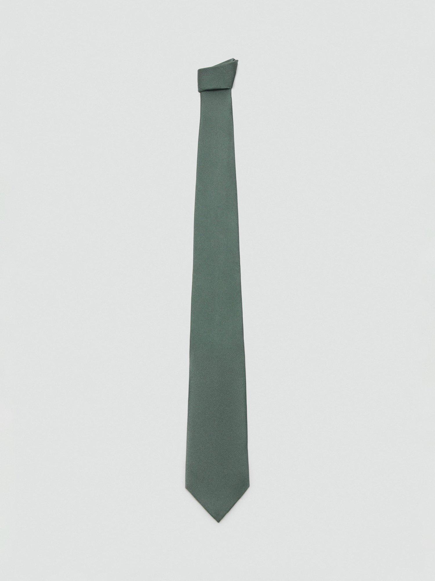 Mango basic silk blend tie in green - British product