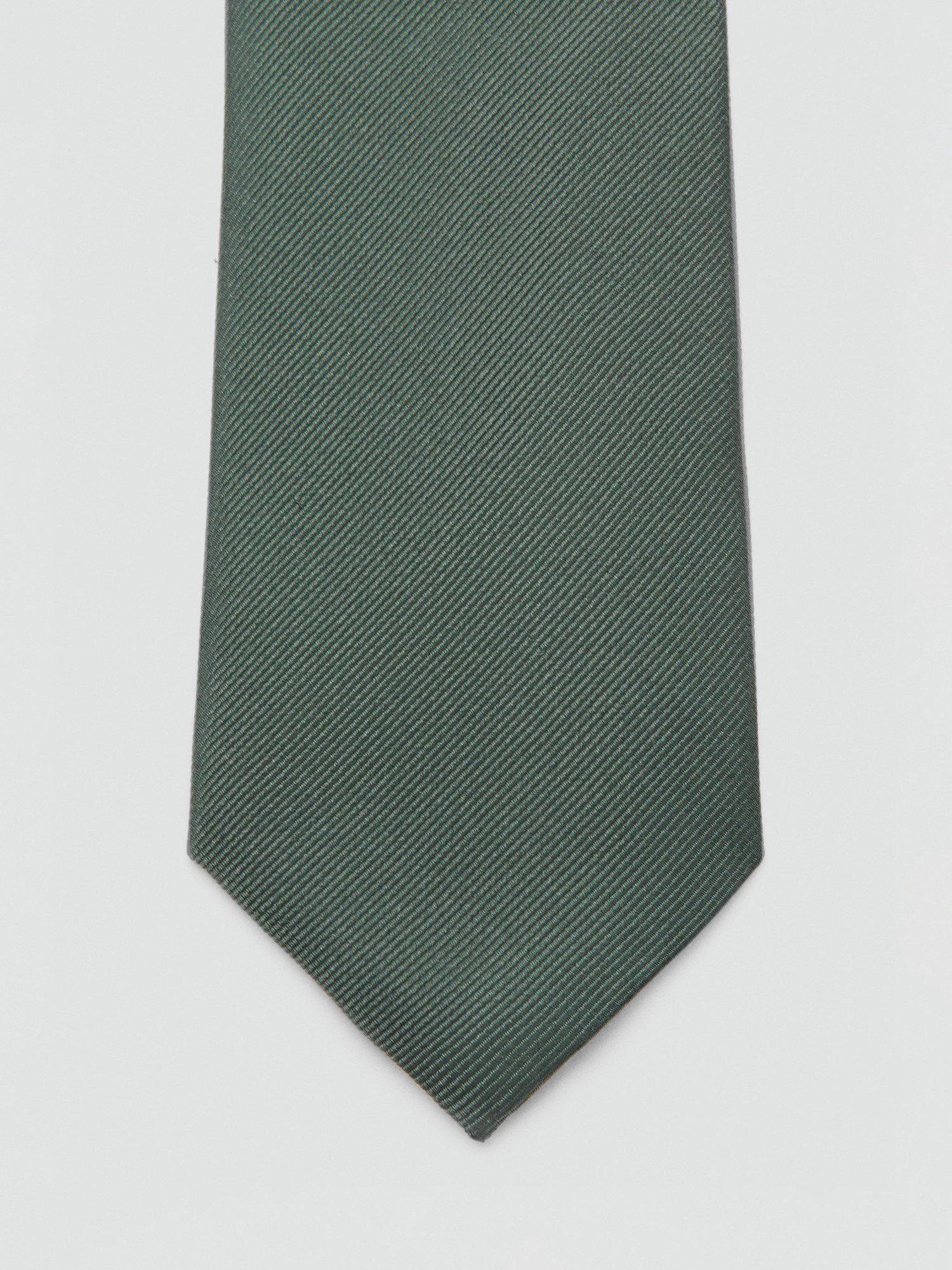 Mango basic silk blend tie in green - British product