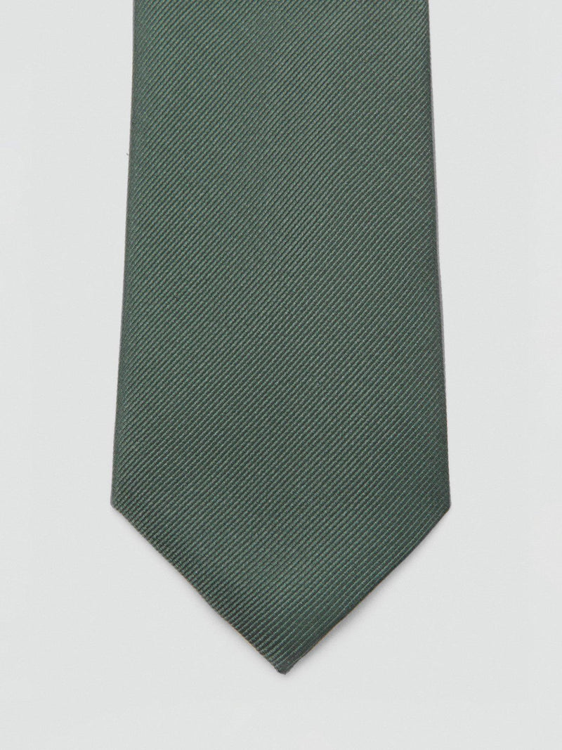 Mango basic silk blend tie in green - British product