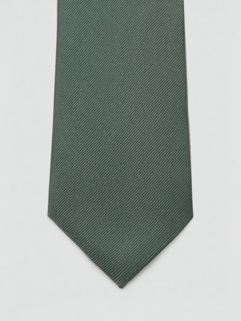 Mango basic silk blend tie in green - British product