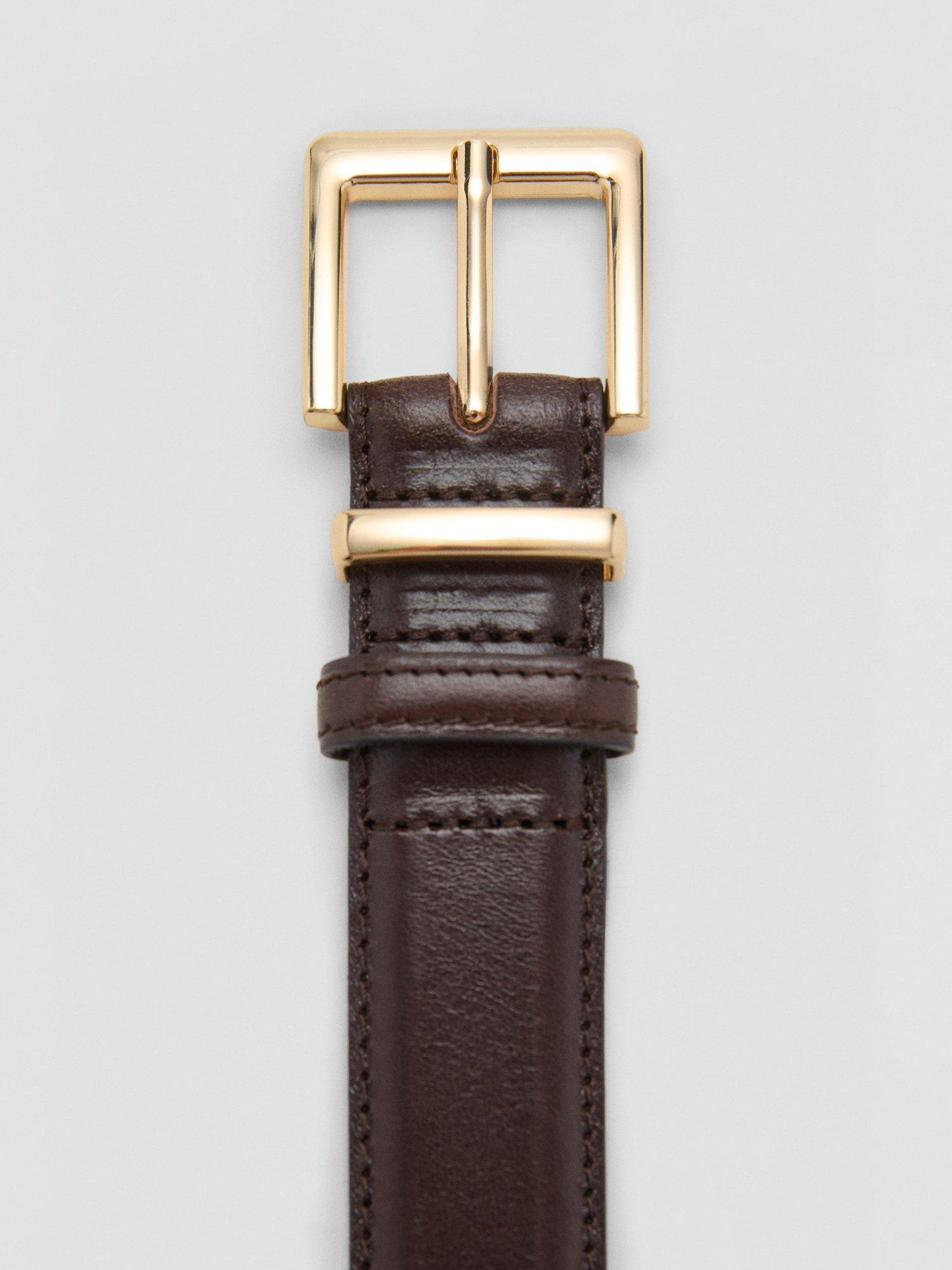 Mango pure dark brown leather belt regular width (British brand)
