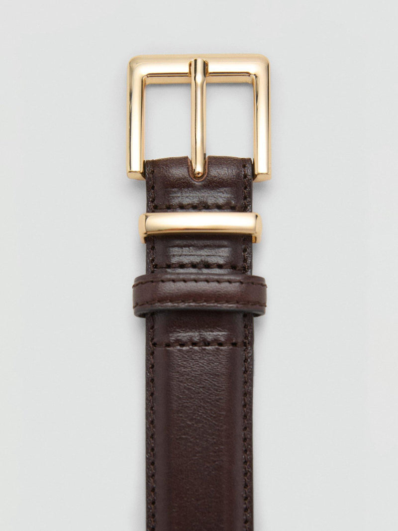 Mango pure dark brown leather belt regular width (British brand)