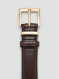 Mango pure dark brown leather belt regular width (British brand)