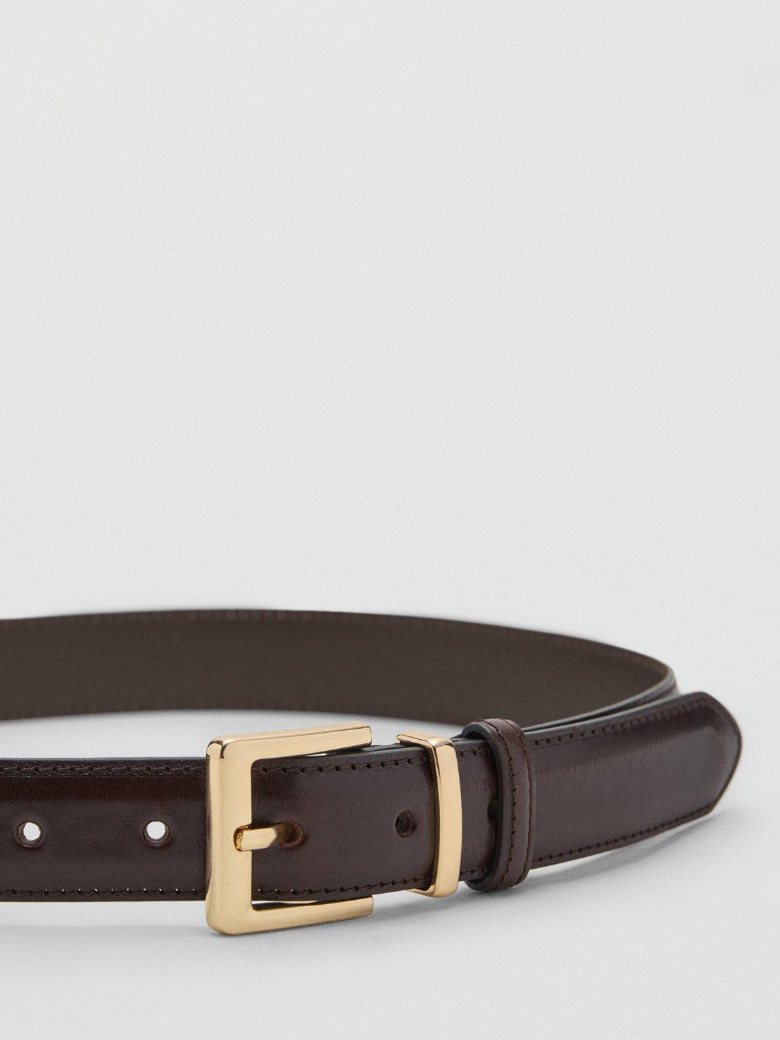 Mango pure dark brown leather belt regular width (British brand)
