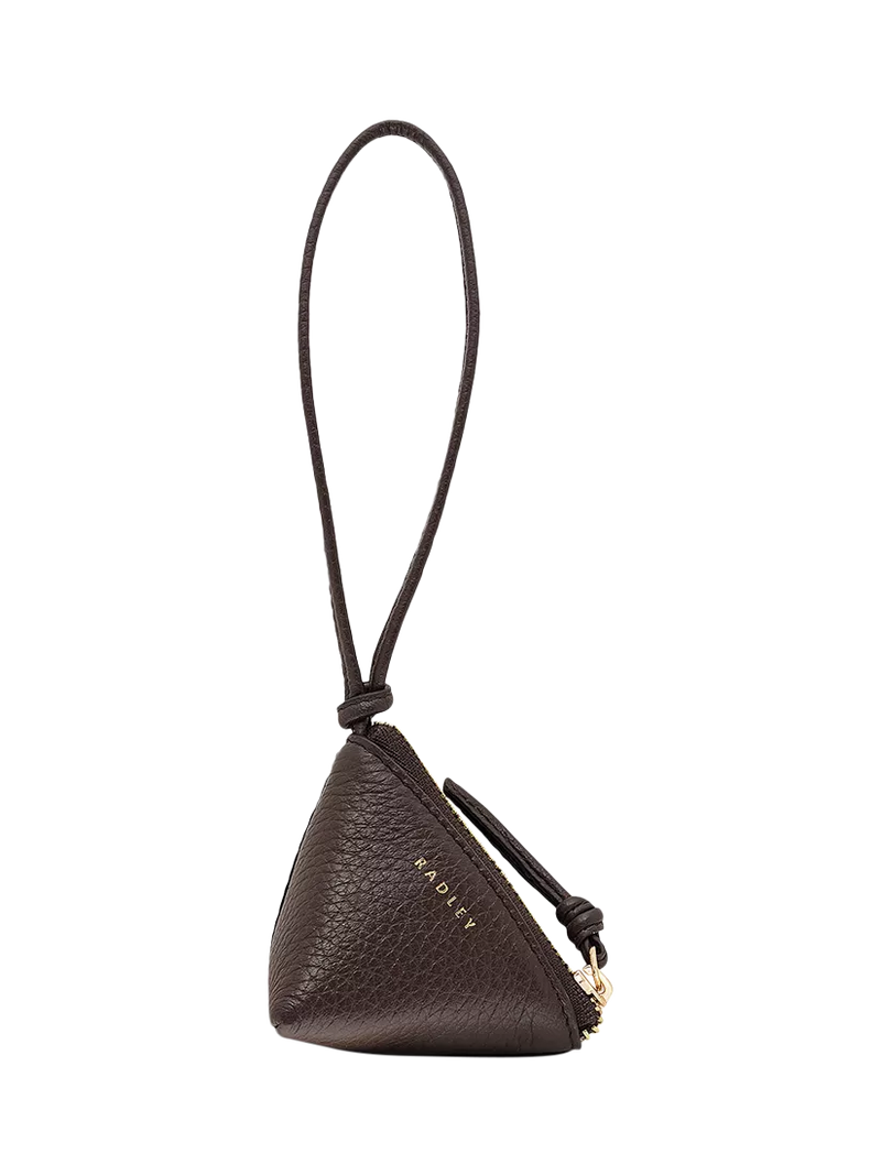 Radley bag charm in textured leather, imported from the UK