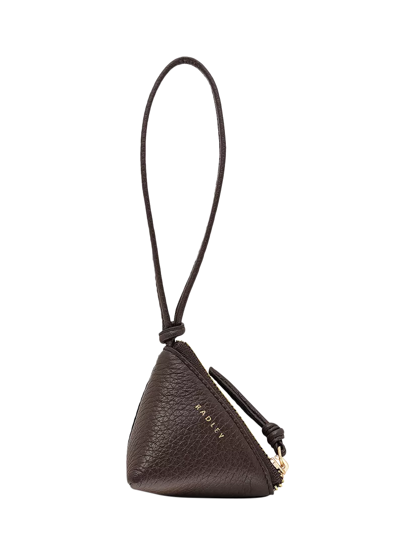 Radley bag charm in textured leather, imported from the UK