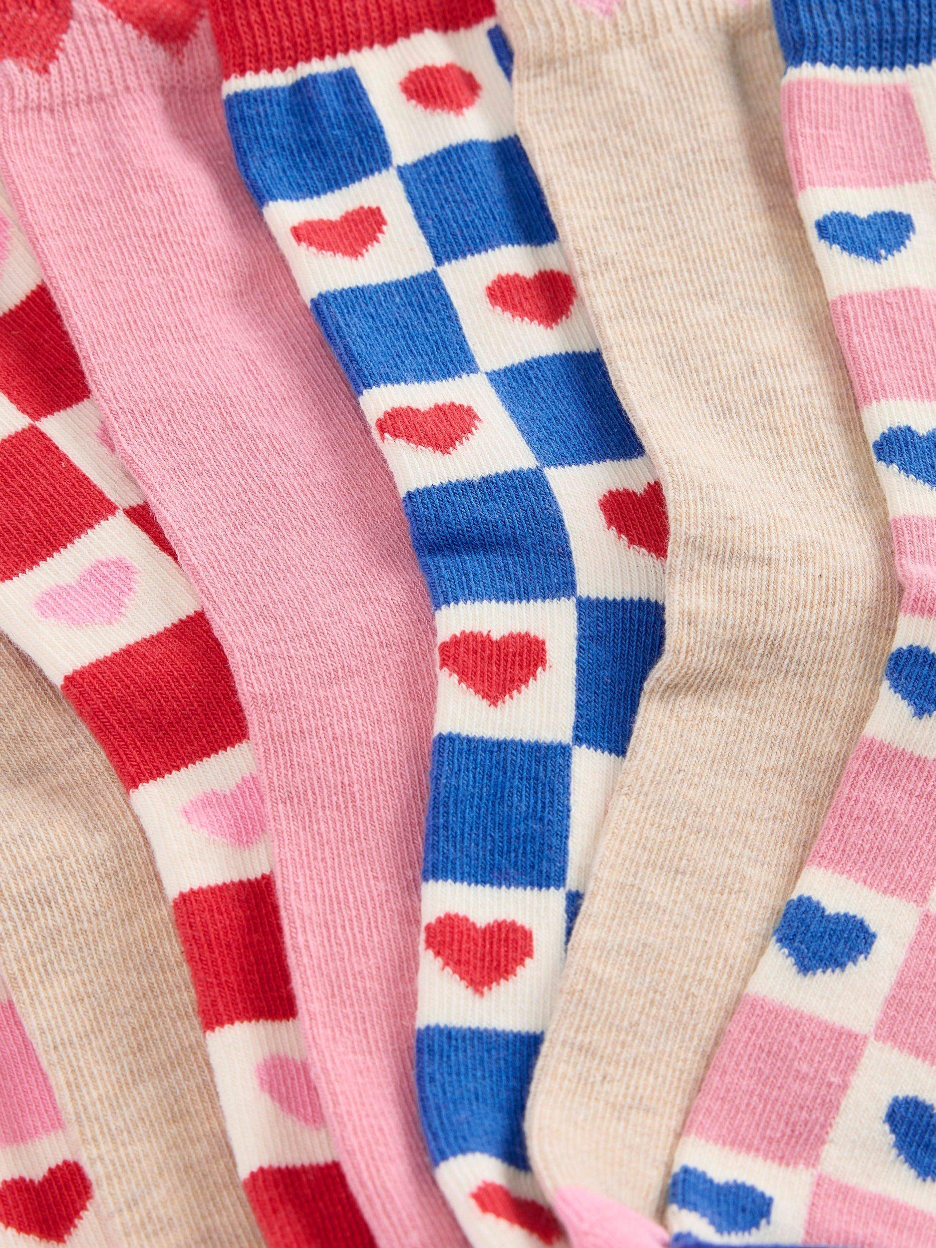 Mini Boden kids printed socks pack of 7 pink multi (British brand)