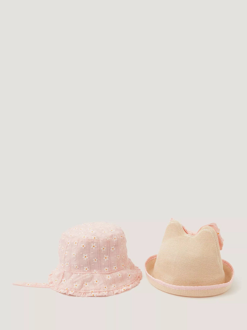 Monsoon baby hat set two cotton and straw imported from the UK