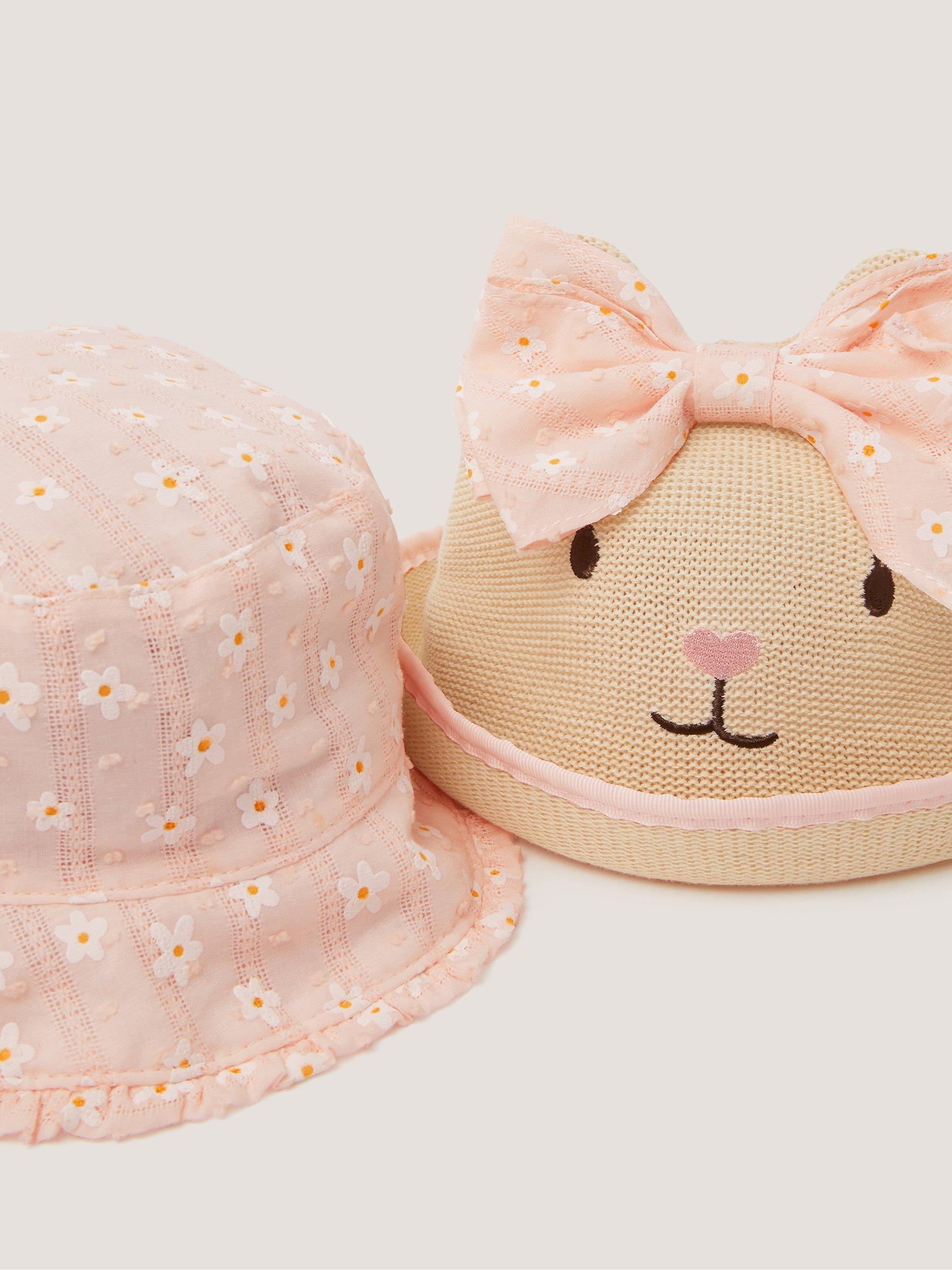 Monsoon baby hat set two cotton and straw imported from the UK