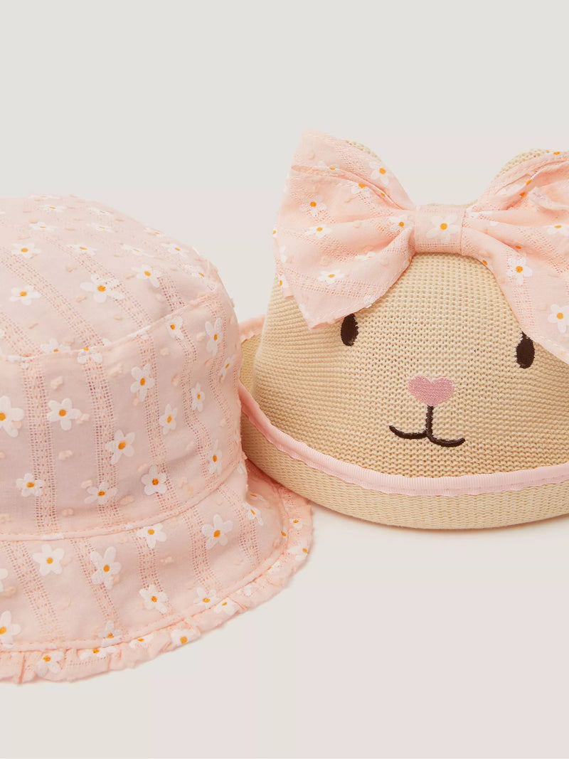 Monsoon baby hat set two cotton and straw imported from the UK
