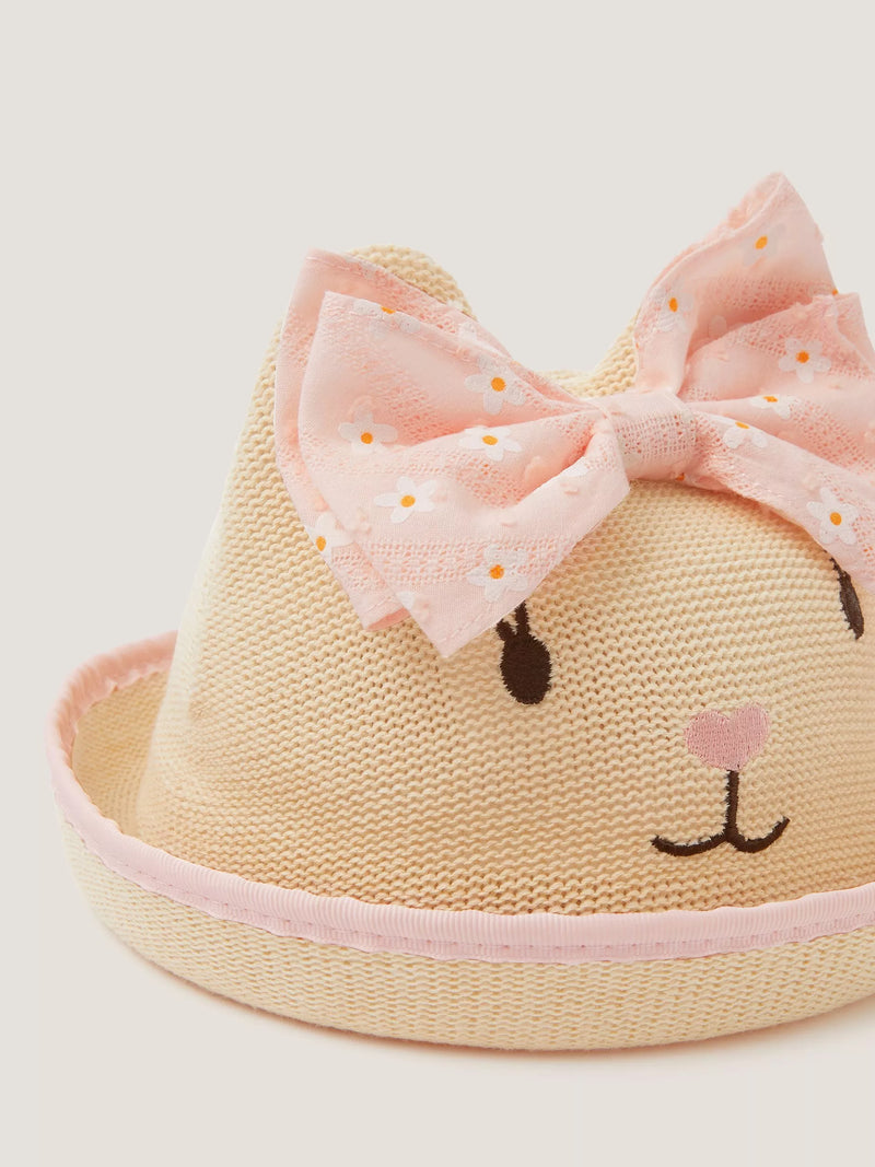 Monsoon baby bunny bow hat pink (British brand)