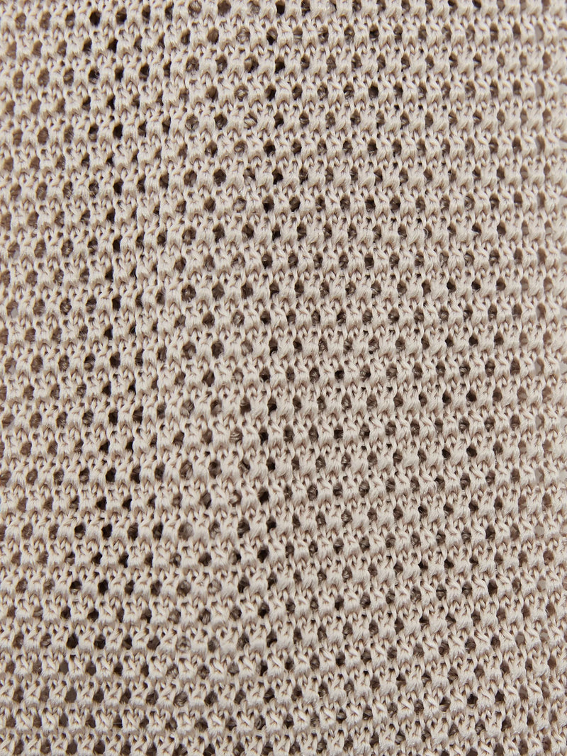 Reiss Punto silk knit tie Champagne, imported from the UK