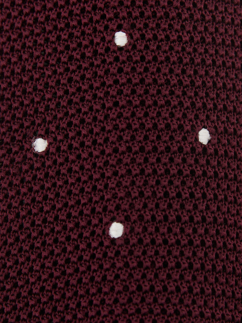 Reiss silk tie burgundy polka dot, UK version