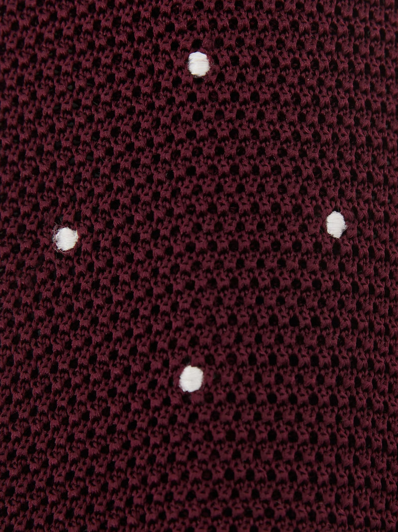 Reiss silk tie burgundy polka dot, UK version