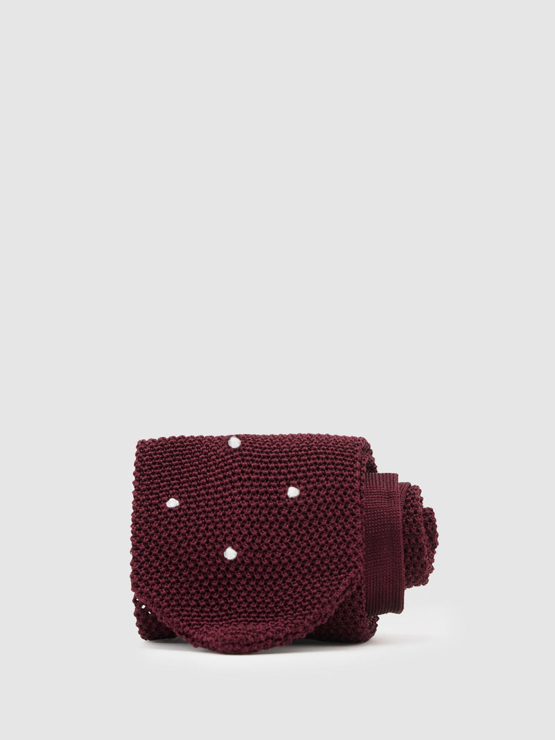 Reiss silk tie burgundy polka dot, UK version