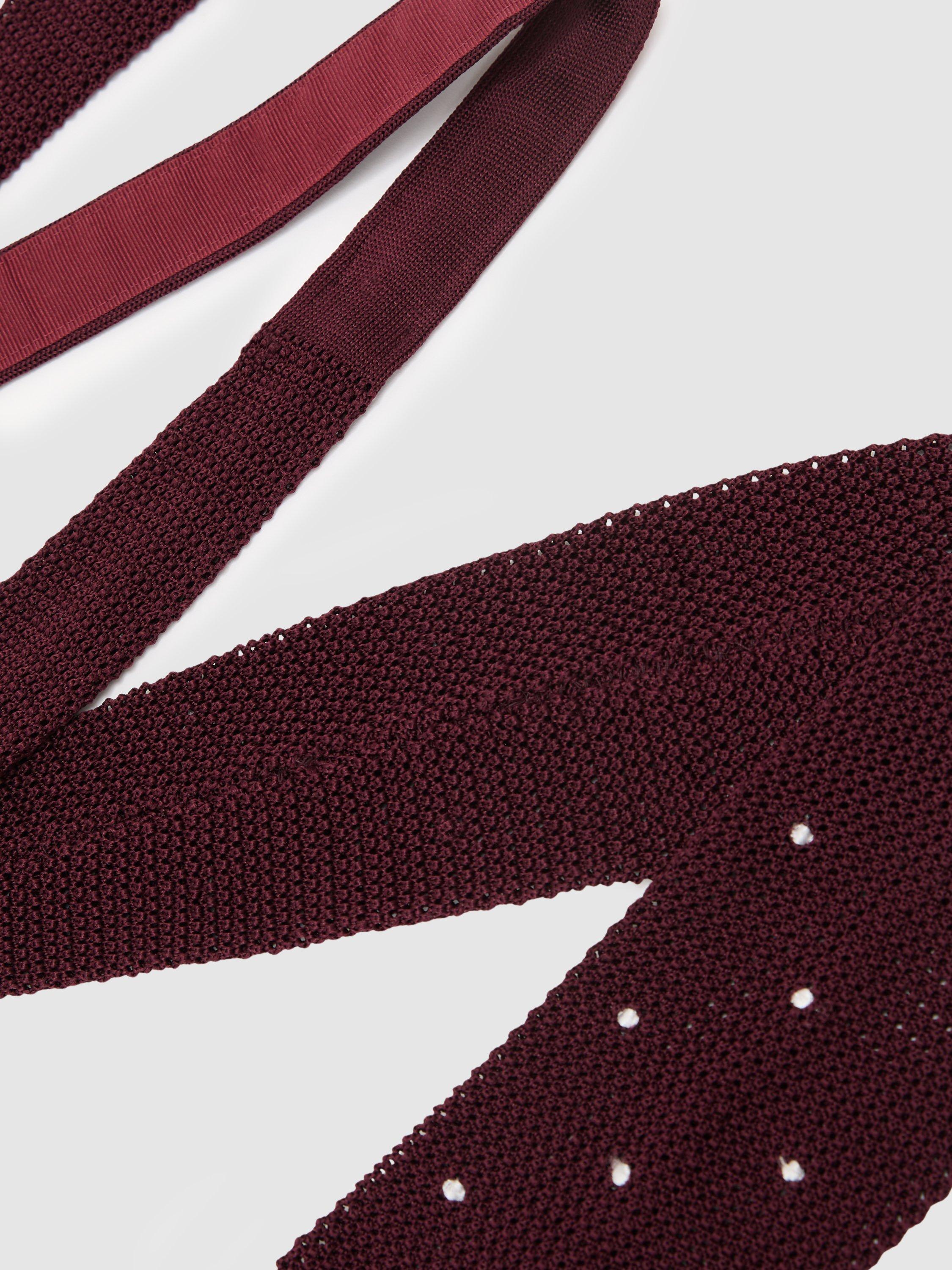 Reiss silk tie burgundy polka dot, UK version