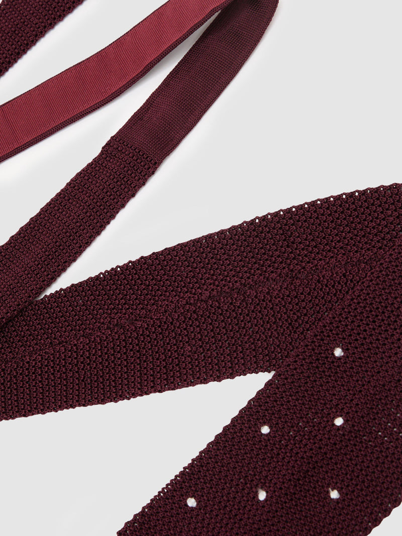 Reiss silk tie burgundy polka dot, UK version
