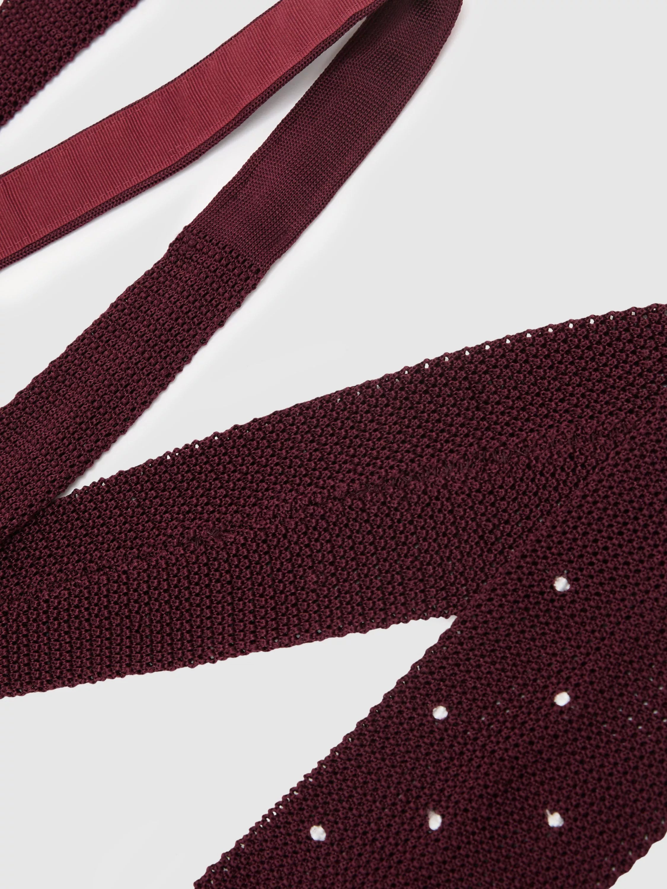 Reiss silk tie burgundy polka dot, UK version