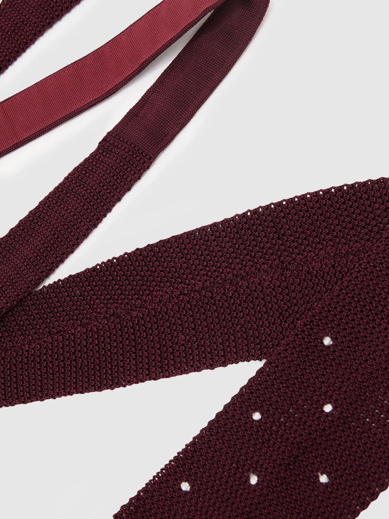 Reiss silk tie burgundy polka dot, UK version
