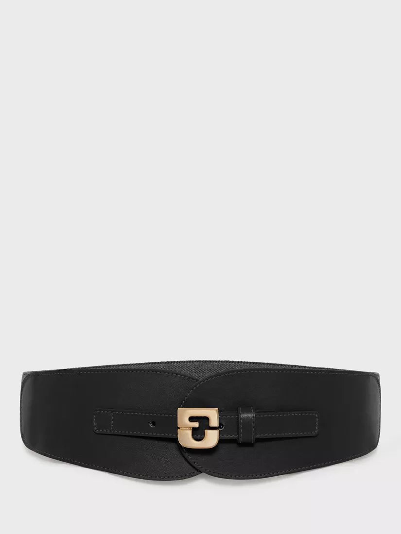 Gerard Darel Olympe leather belt black wide, UK version