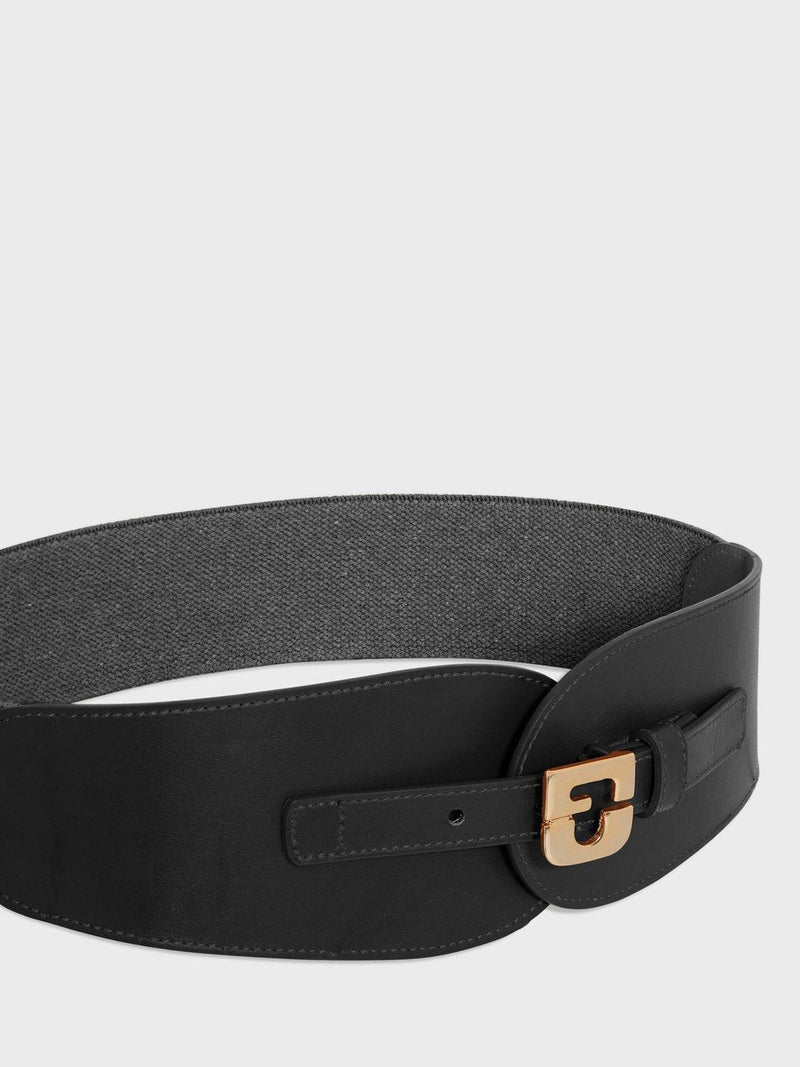 Gerard Darel Olympe leather belt black wide, UK version