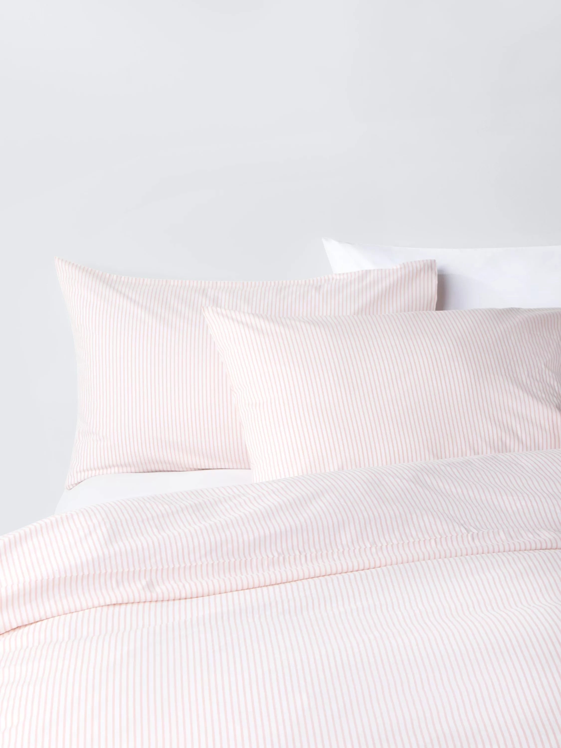 John Lewis Cotton Rich Skinny Stripe Duvet Cover Set, Plaster, Double Set