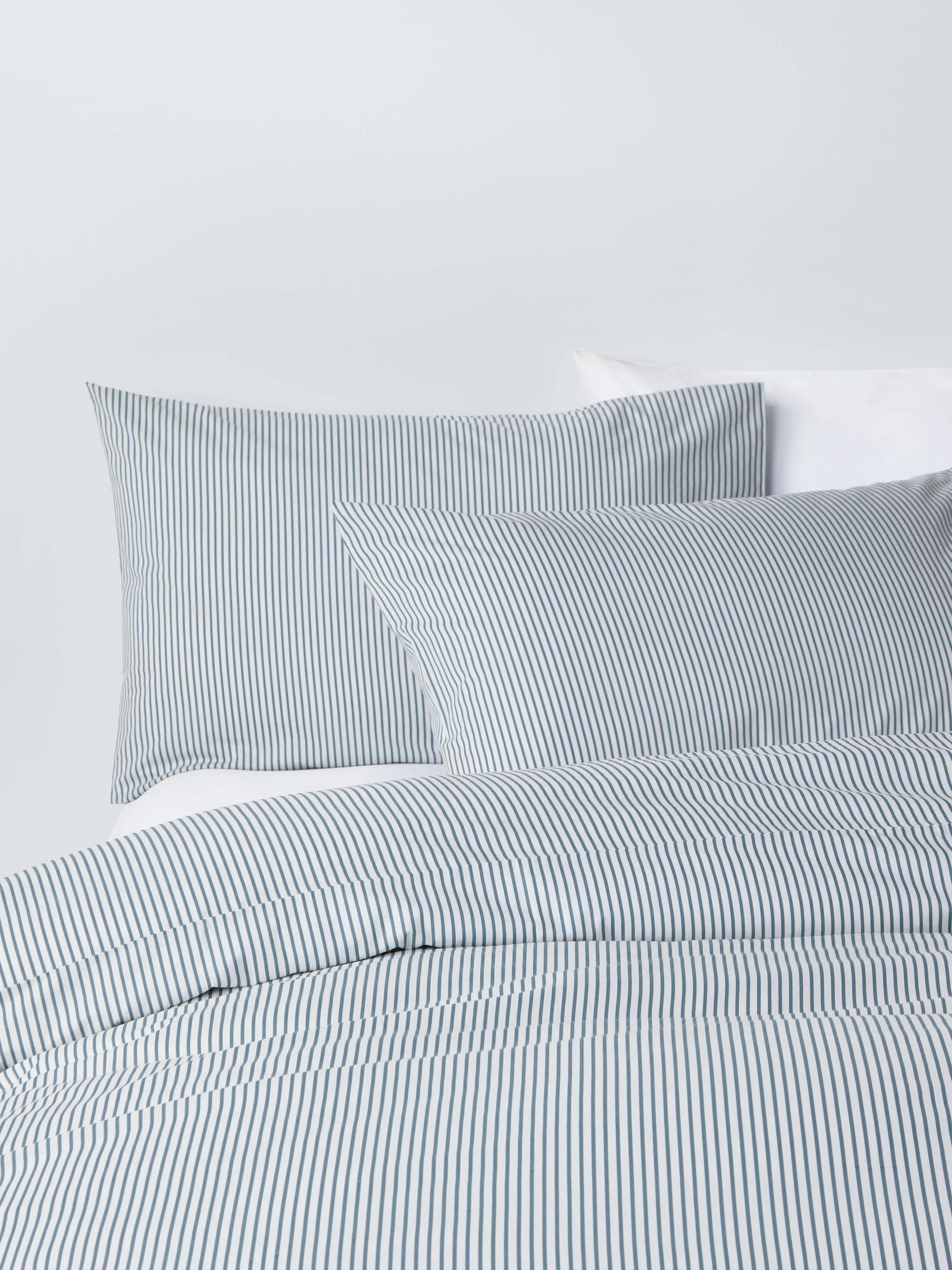 John Lewis Cotton Rich Skinny Stripe Duvet Cover Set, Blue, Single Set