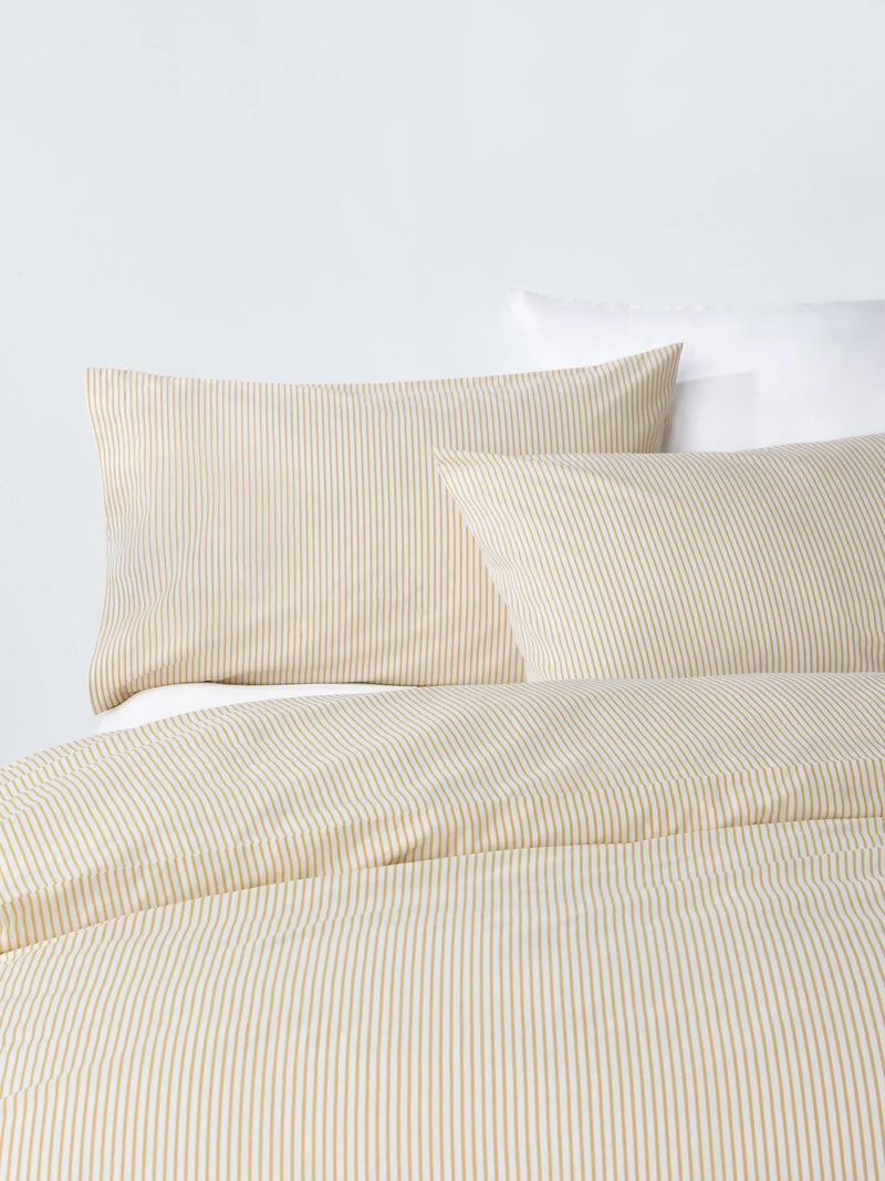 John Lewis Cotton Rich Skinny Stripe Duvet Cover Set, Butter, Single Set