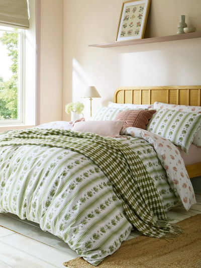 John Lewis Laura Ashley Pensham Stripe Reversible Duvet Cover Set Multi Double- Buy online at McGrocer