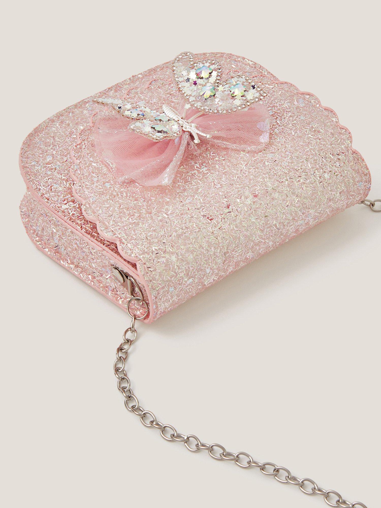 Monsoon children's glitter bag pink butterfly, UK version