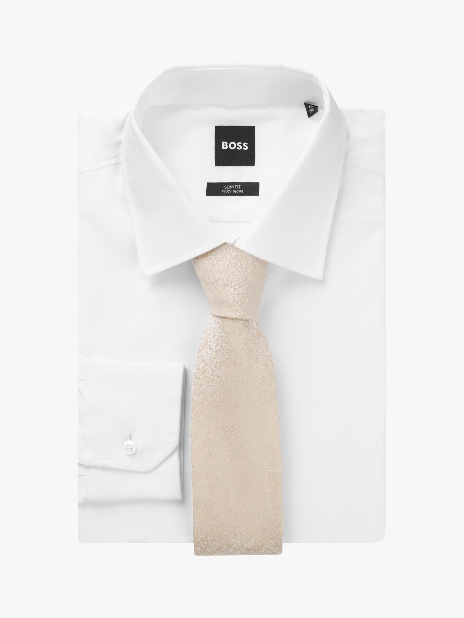 HUGO BOSS plain beige tie, UK version