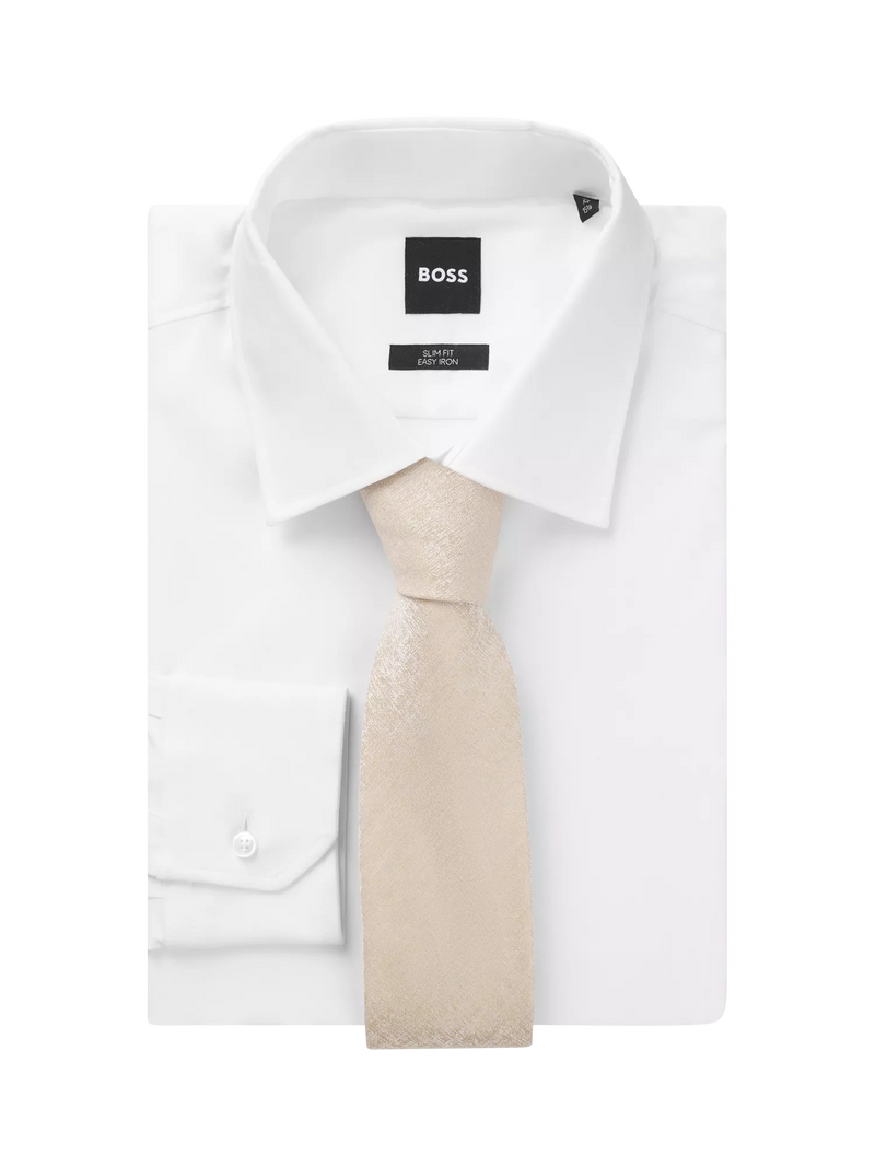 HUGO BOSS plain beige tie, UK version