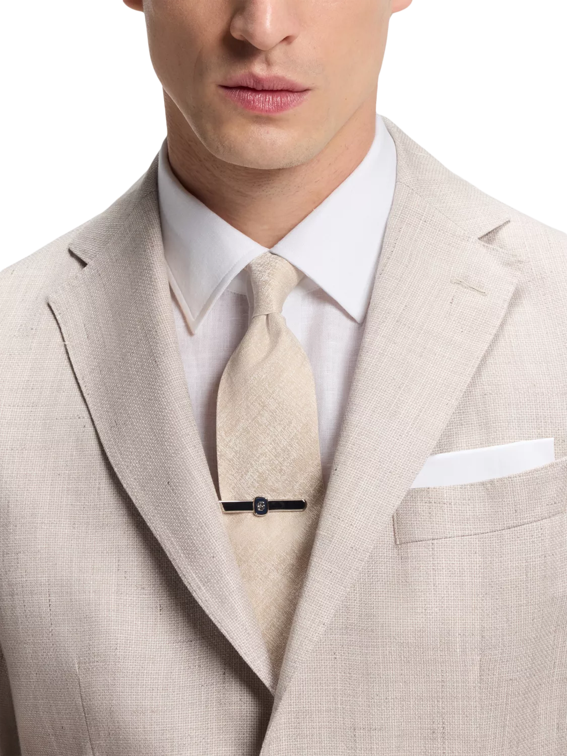 HUGO BOSS plain beige tie, UK version