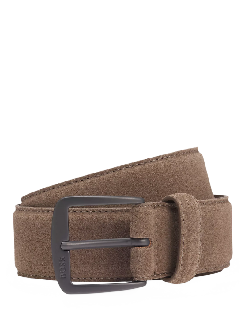 BOSS Italian Suede Belt, Beige, 30