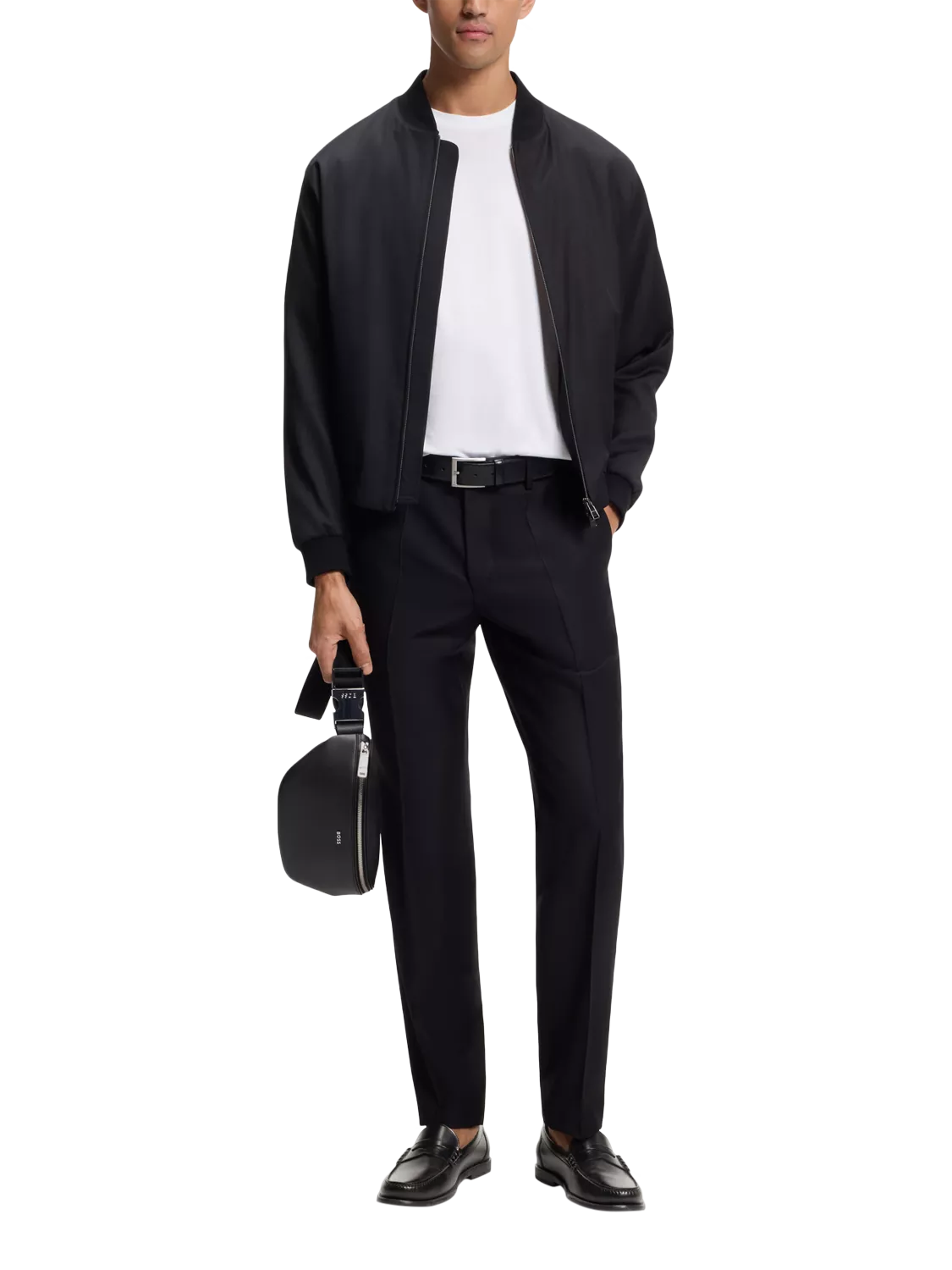 BOSS leather bum bag black (British brand)