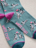 White Stuff ankle socks Dalmatian hearts blue - British product