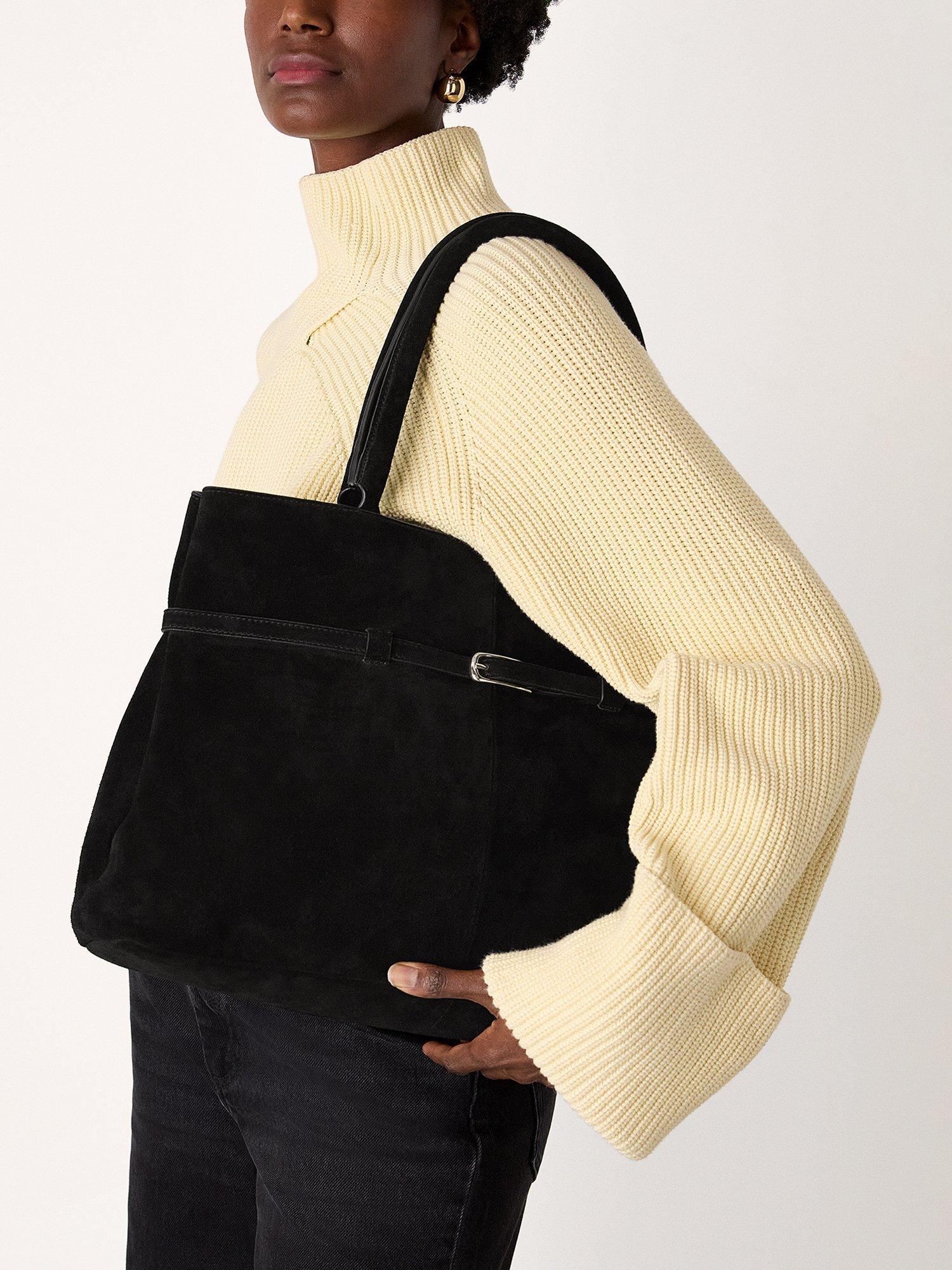Whistles pure suede shoulder bag with buckle detail, UK version