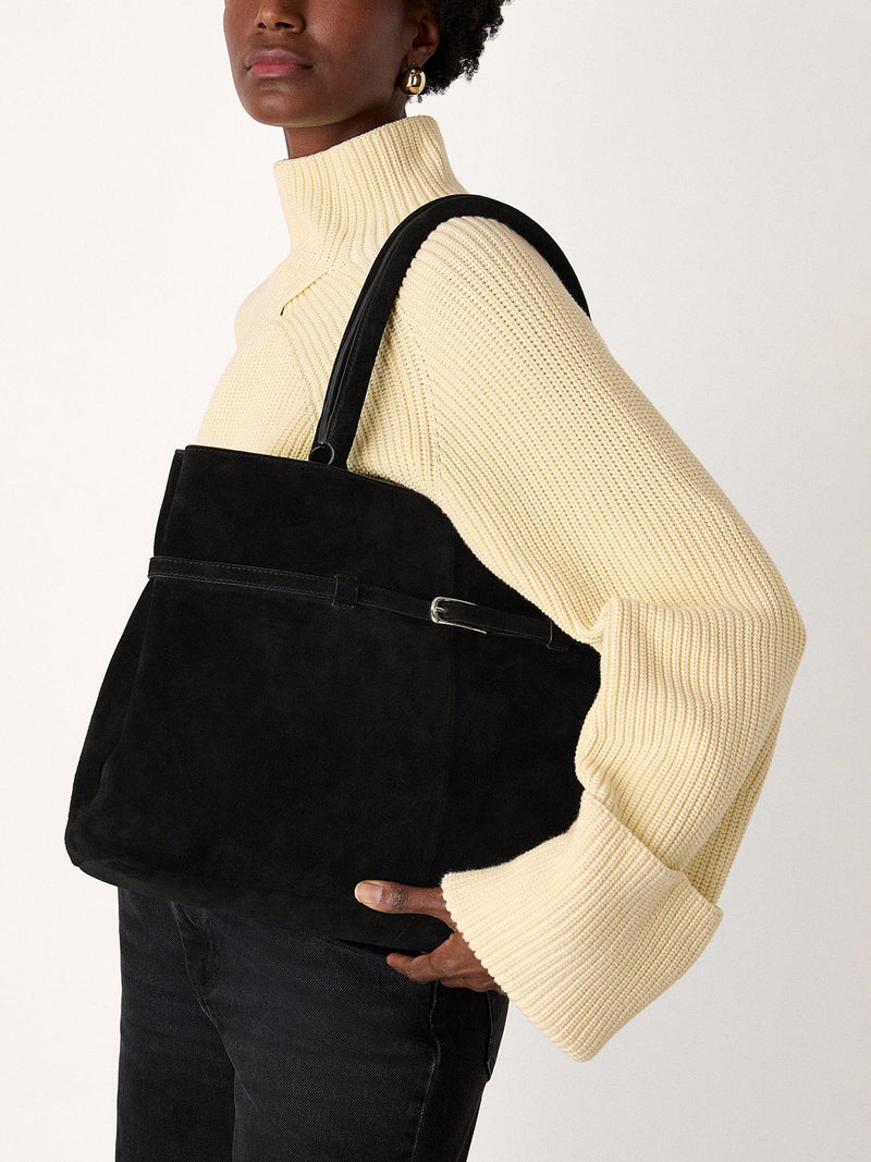 Whistles pure suede shoulder bag with buckle detail, UK version