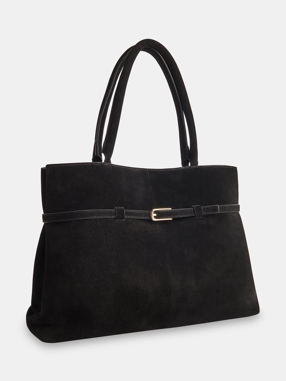 Whistles pure suede shoulder bag with buckle detail, UK version