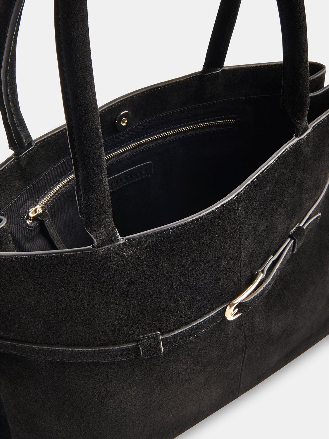 Whistles pure suede shoulder bag with buckle detail, UK version