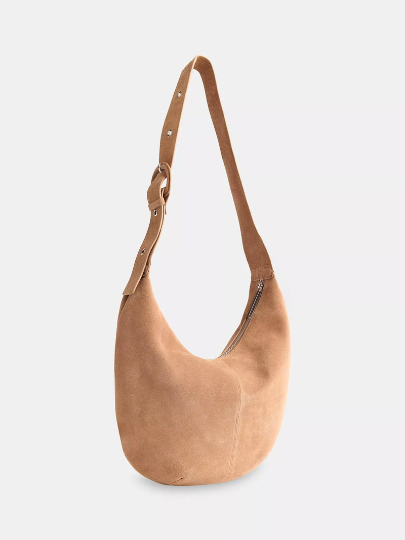 Whistles Sia curved pure suede bag taupe - British product