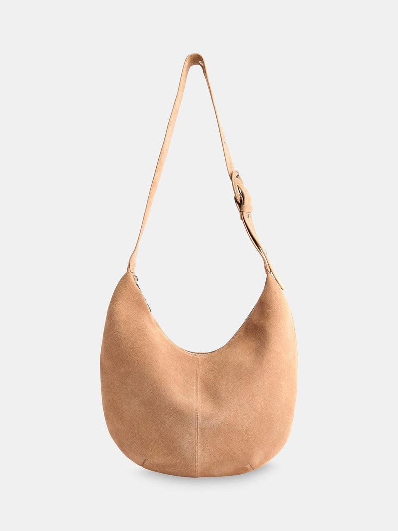 Whistles Sia curved pure suede bag taupe - British product