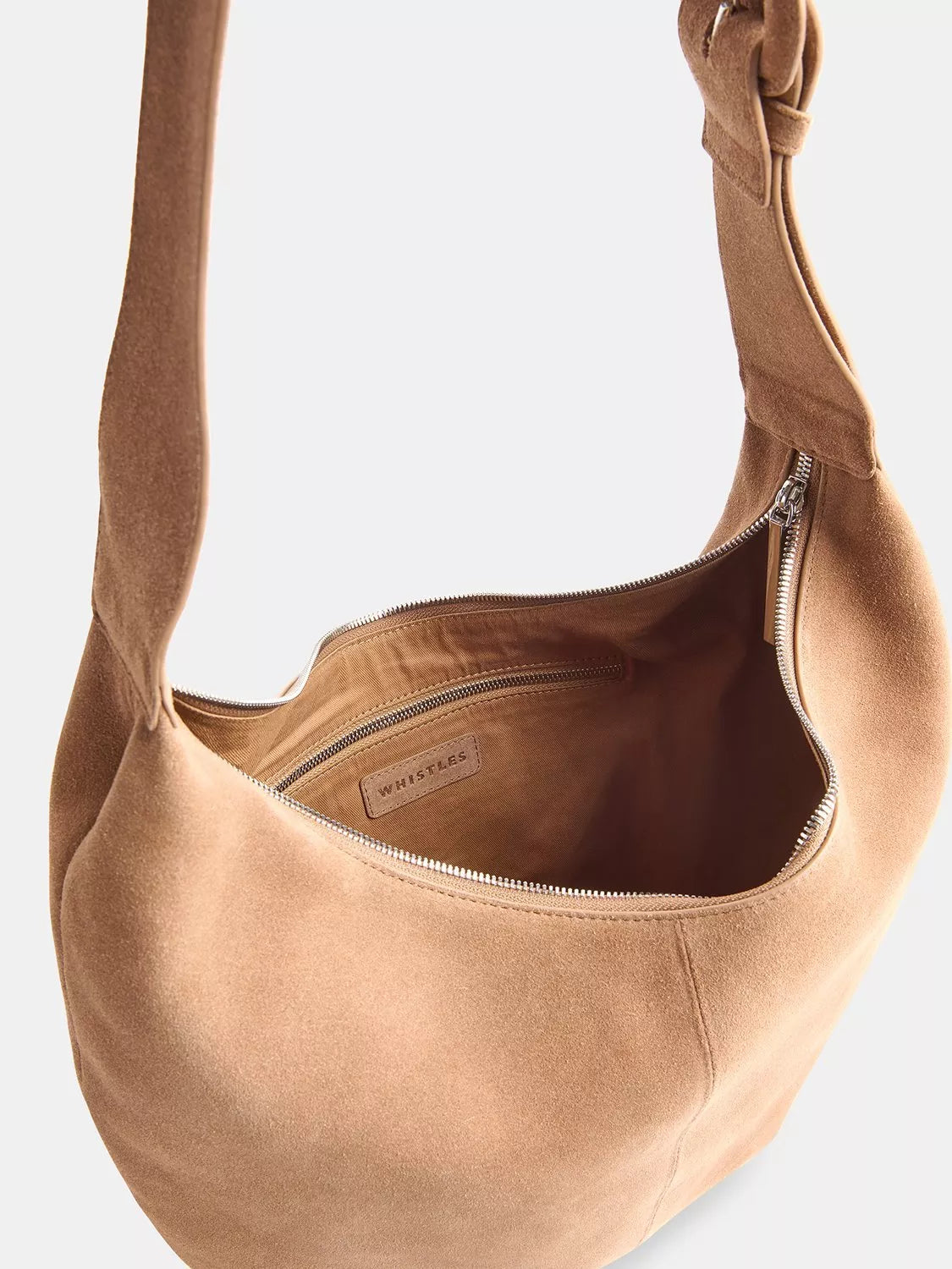 Whistles Sia curved pure suede bag taupe - British product